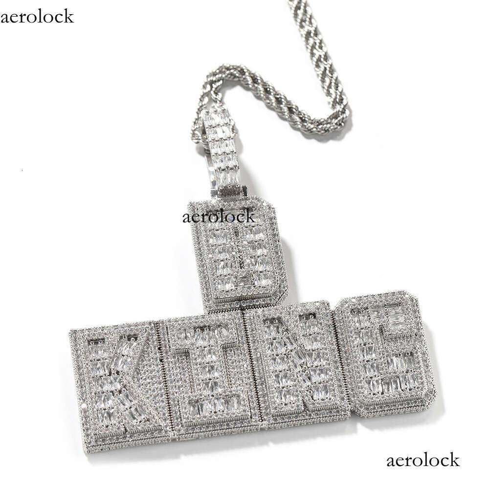 Hip-Hop Rhinestone Sterling Silver Material GUU Letter Pendant Ins Niche Personality Necklace Men's Jewelry