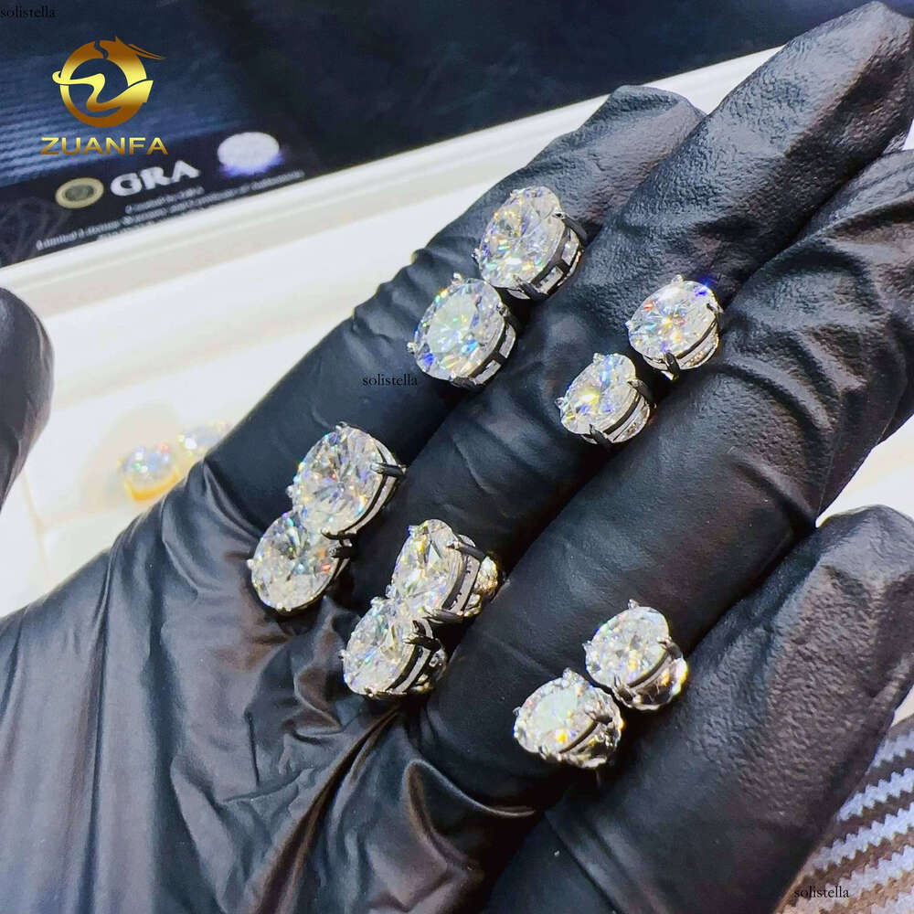 Zuanfa Factory Price VVS Dia Screw Back Stud Sier Oval Cut Full Sizes Moissanite Earrings