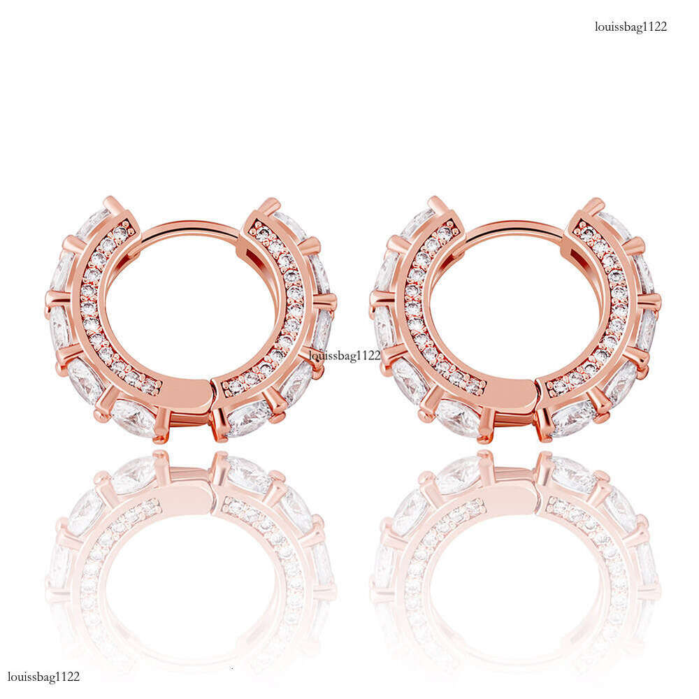 New Style Hoop Full Zircon BlingBling Unisex Hip-Hop Earrings Gold Jewelry