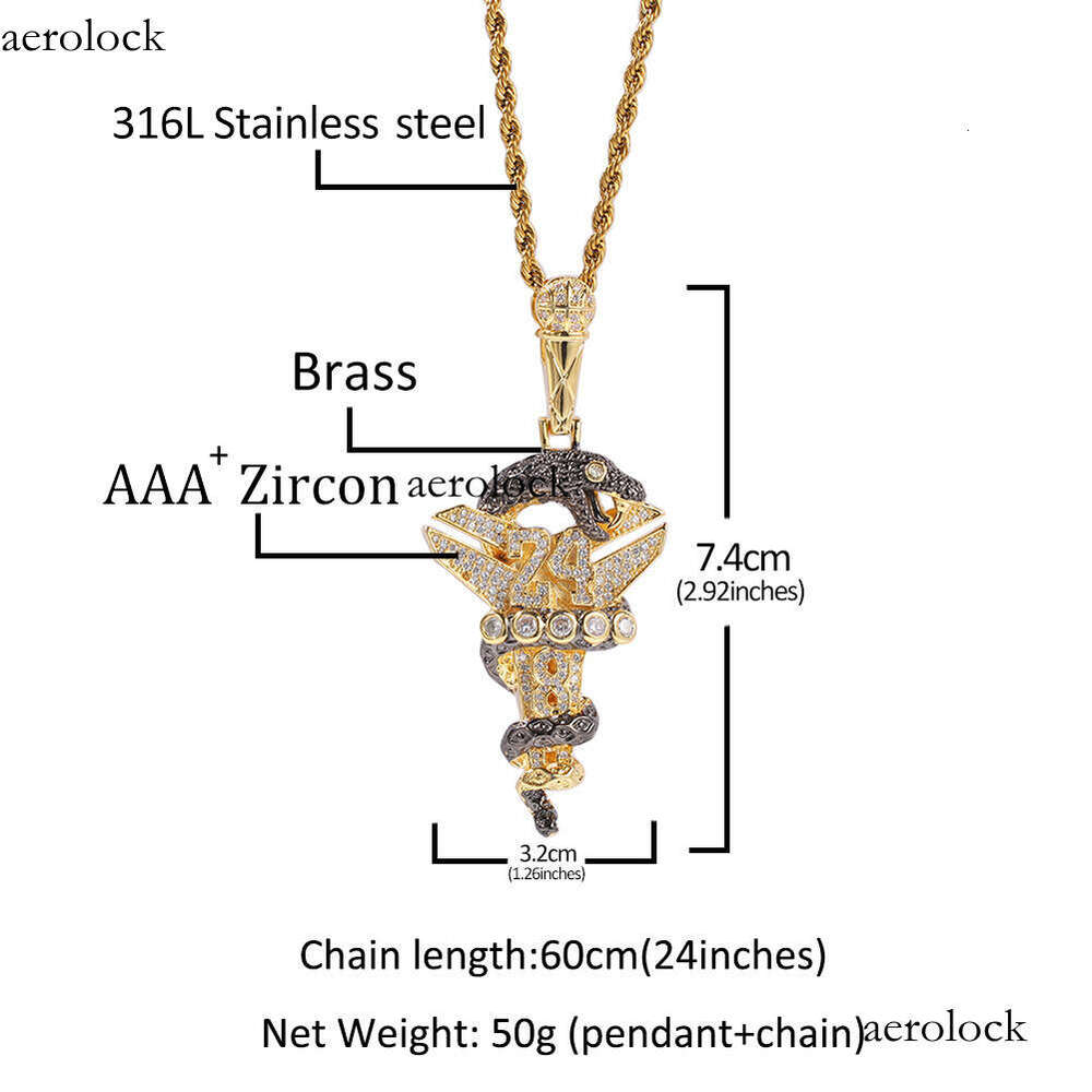 Hip Hop New Black Mamba Cross Pendant Necklace Trendy Men's Basketball Fan Versatile Accessories Jewelry