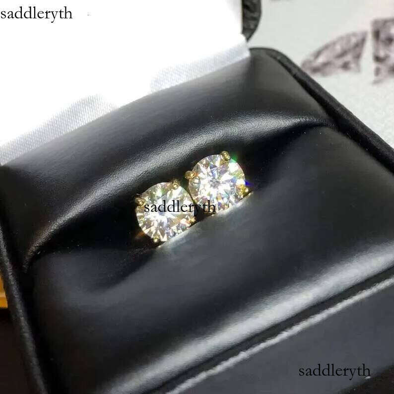 Daily wear 2TCW Round Cut Moissanite Birthday Gift for Her 10K Yellow Gold Stud Earrings f1 ac