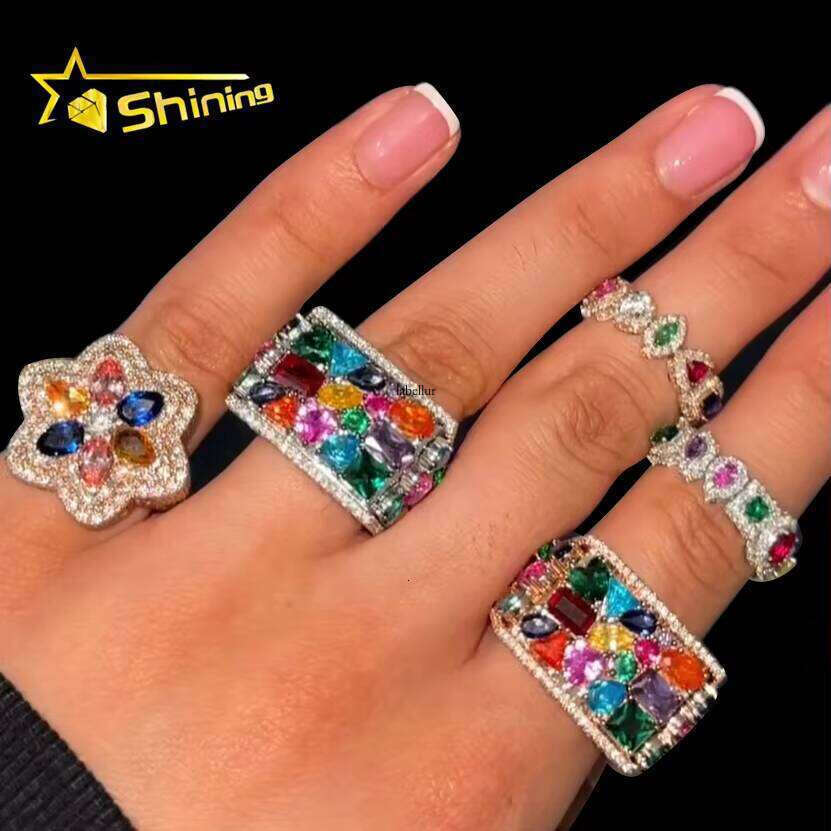 Iced Out Custom Multi-Colored Simulated Gemstones Butterfly Set Ring Bracelet Earrings Pendant Necklace Fashion Jewelry