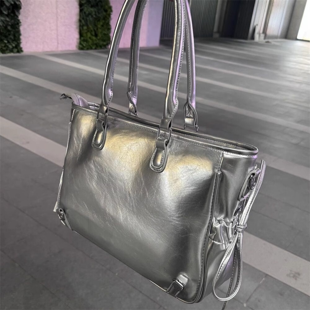 Fashion New Silver Pain Tote Bag Large Capacity Transparent DIY ddmymoon