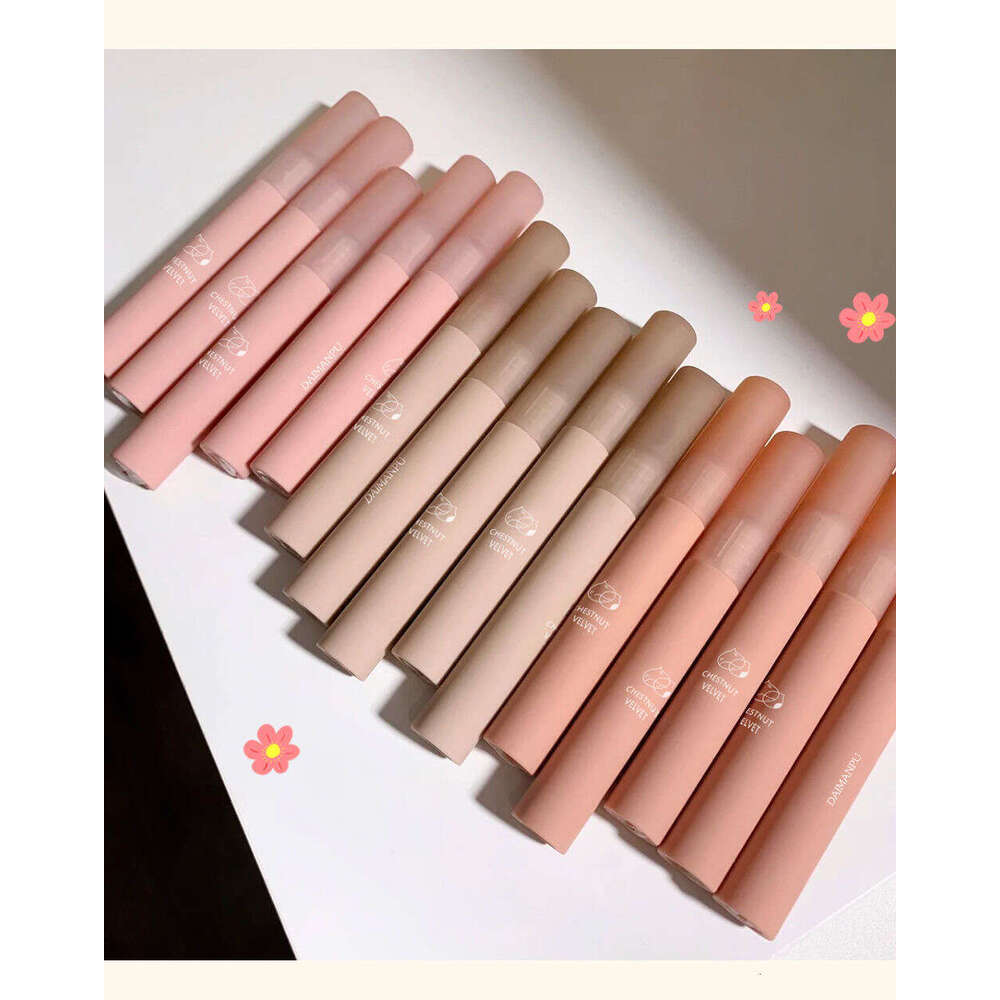 DAIMANPU Internet Celebrity Style Chestnut Transparent Matte Velvet Orange Brown Lipstick High Brightening Lip Gloss Free shipping Free shipping