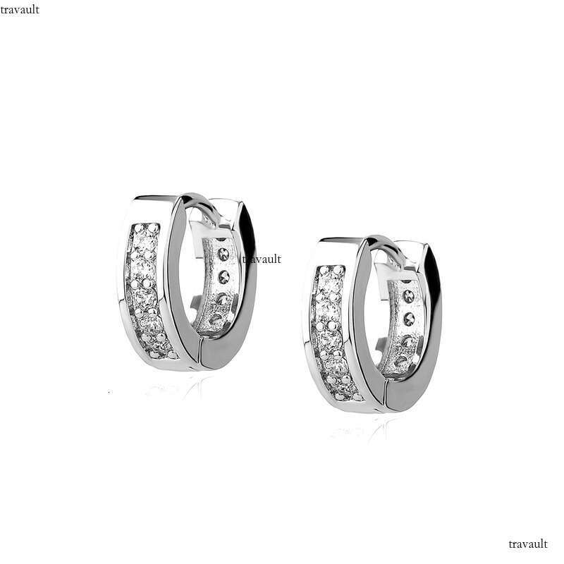 Geometric Round Micro Paved Zircon Earrings Personality Versatile Fashion Trend Buckle Ear Jewelry Accessories