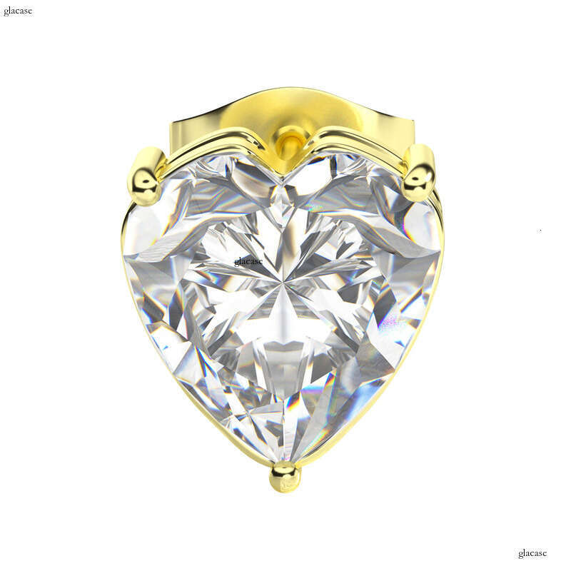 0.1 - 1 ct Sier Inlaid Moissanite Heart Stud Earrings Hip Hop Jewelry