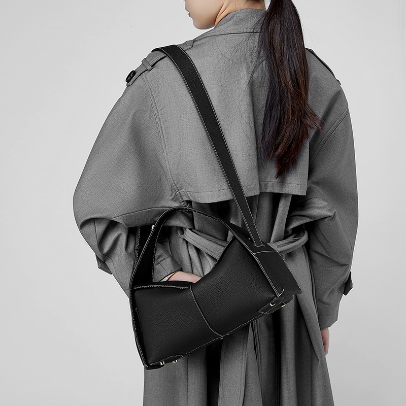 Spring Summer New Top Layer Cowhide Detachable Handbag Ear Hanging Series Eaves Single Shoulder Crossbody Genuine Leather Women's Bag