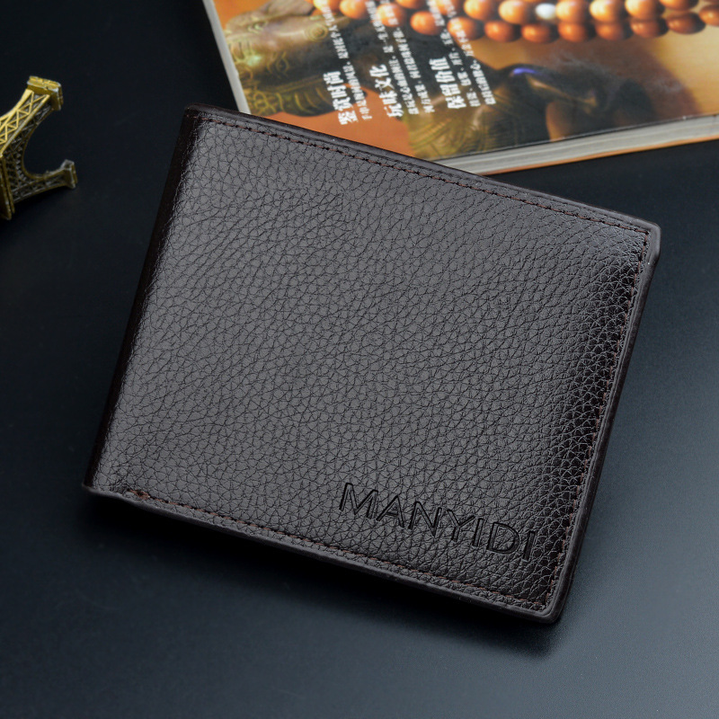 New Designer Bag Wallet Short Men's Driver's License Thin Wallet Off Horizontal Luxury Bag Business Casual Lychee Pattern Retro Soft Leather
