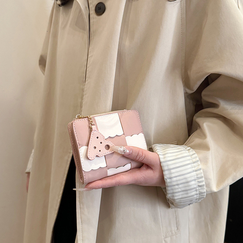 Cross-border Exclusive Designer Bag Women's Short Color-blocking Multi-slot Wallet Retro Fashion Luxury Bag Multi-slot Card Holder Document Bag