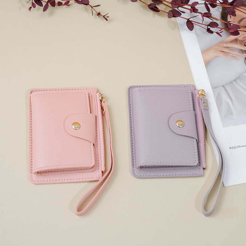 2025 New Women's Wallet Multi-card Slot Coin Purse Portable Wrist Luxury Bag Strap Ins Korean Version Student Small Wallet Money Clip