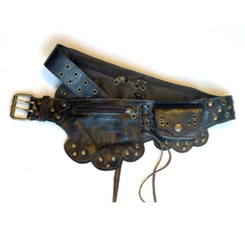 Medieval Pouch Steampunk Knight Pirate Costume Women Vintage Fanny Pack Viking Antique Leather Wallet Bohemian Hip Belt Bag