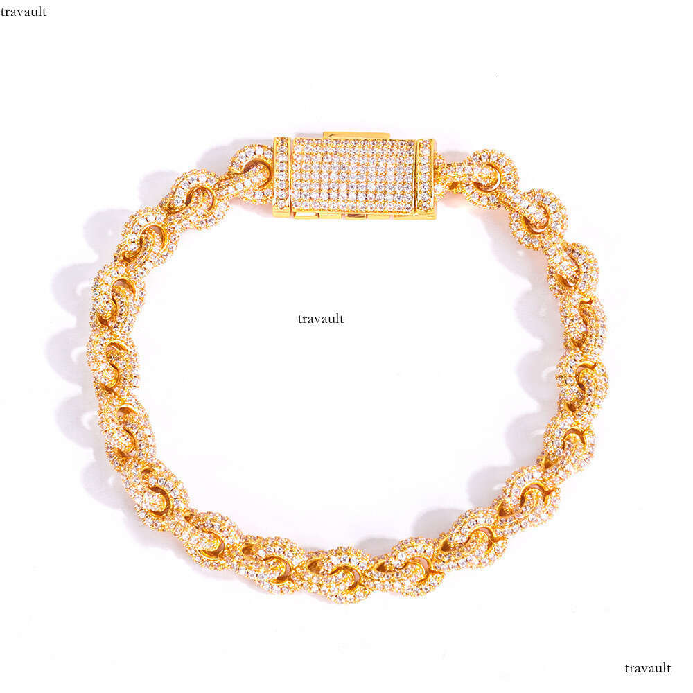 8mm 0-shaped Chain Full Dia Jewelry Fashion Trend Men's Zircon Bracelet Personality Versatile Accessory