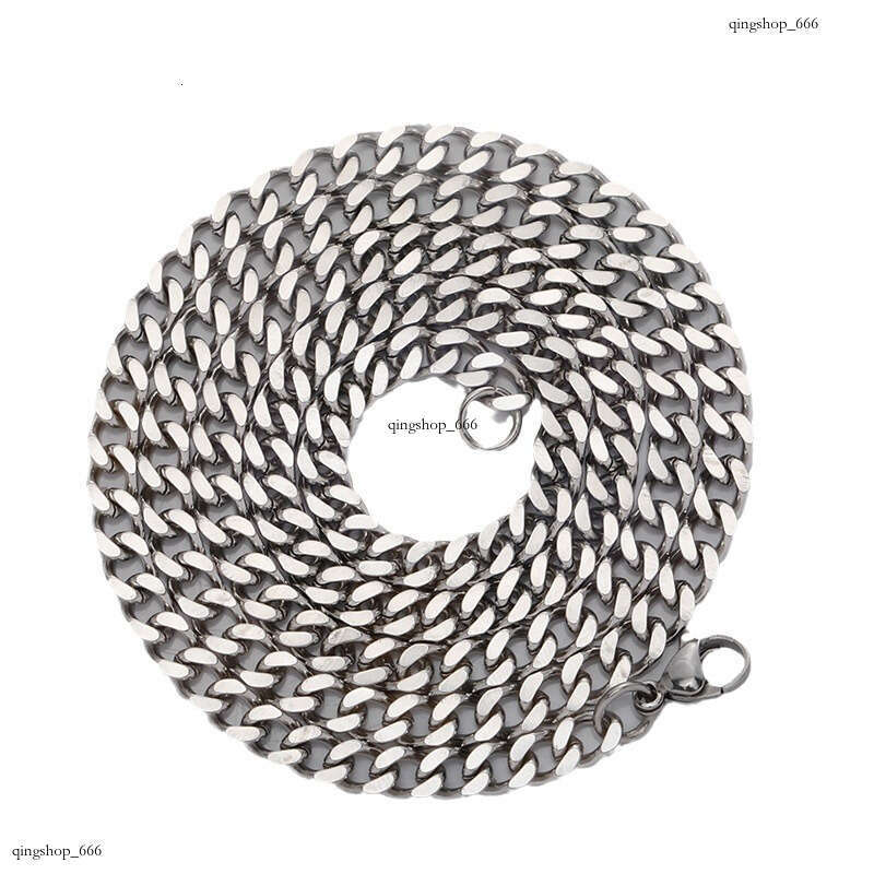 Hip Hop 3-5MM Six-Sided Polished Sterling Silver Cuban Chain Color-Retaining Electroplated Men's Necklace