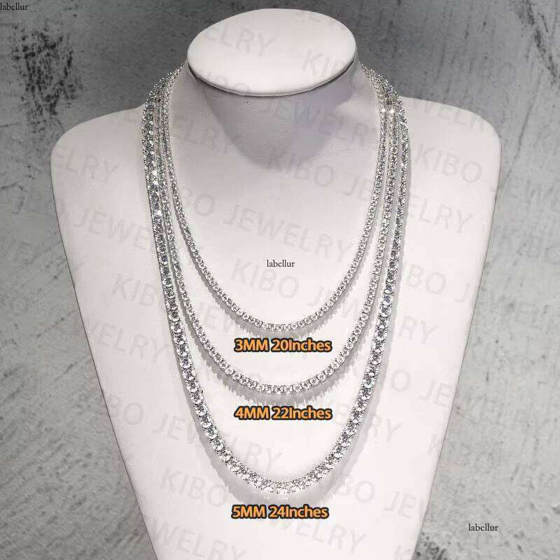 Jewelry Hip Hop Gold Plated Sterling Sier 3 4 5Mm VVS Cubic Zirconia Tennis Necklace Chain