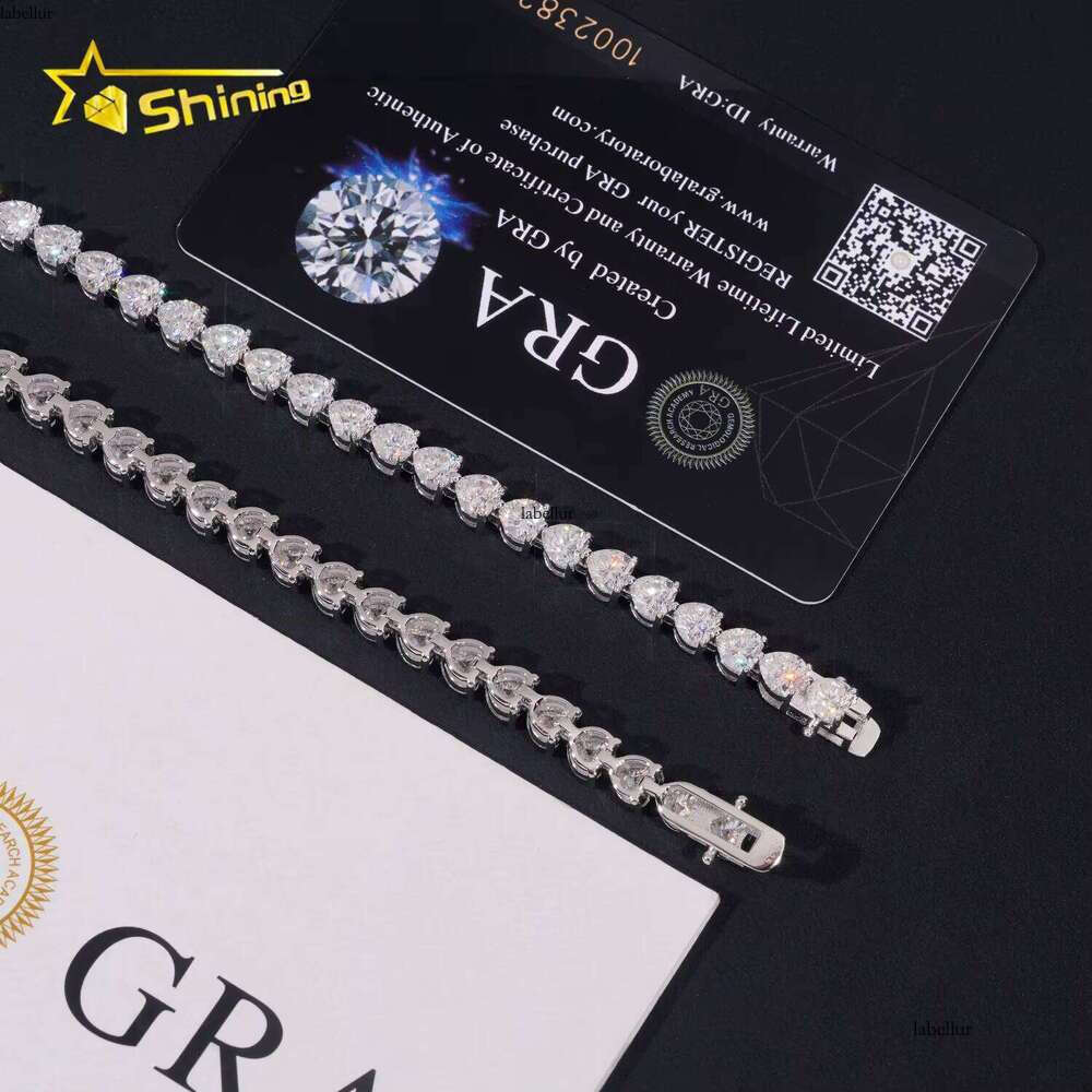 New Arrival Sterling Sier Heart Cut Moissanite Pass Dia Tester Dias Women Men Unisex Tennis Bracelet Fast Shipping