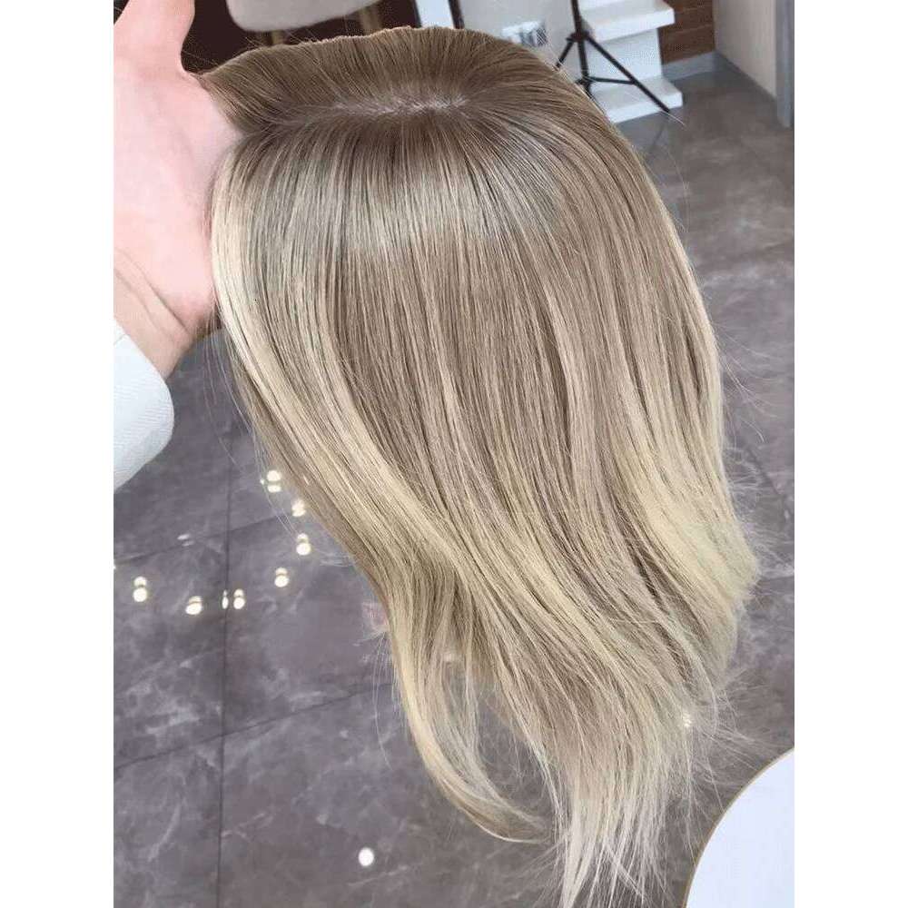 Natural Synthetic Wig Dark Root HairLine Highlights Straight Hight Density Pre plucked Cosplay For Women Daily Party Use