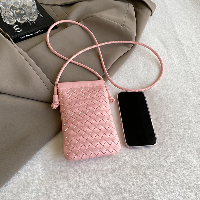 Cross-border Super Popular Handwoven Small Bag For Women 2024 Luxury Bagfree Shipping Designer New High-end Versatile Commuter Vertical Crossbody Phon
