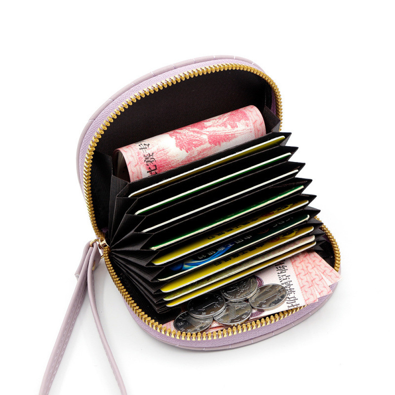 Luxury Bag Short Floral Embroidery Shell-shaped Large Capacity Handheld Organ Girl Card Holder