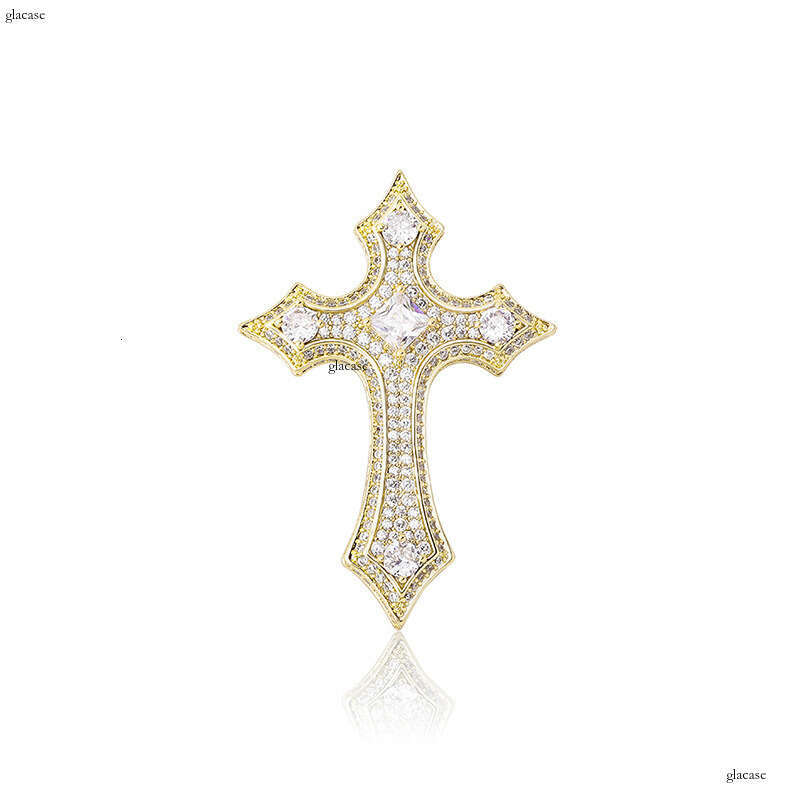Cross Pendant Full Moissanite chain Personality Hip-Hop Necklace Gold Jewelry