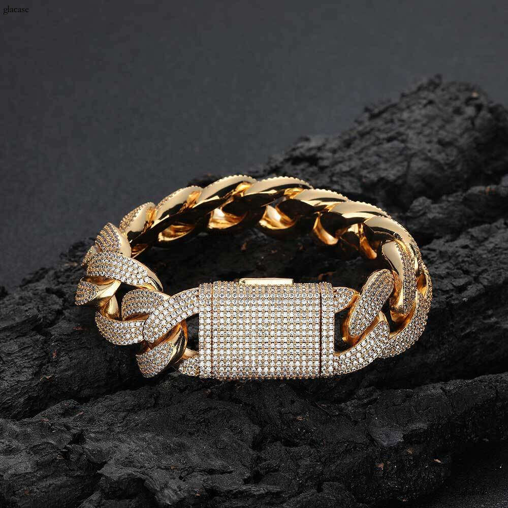 New 20mm Four-Row Dia Bubble Cuban Chain Zircon Personality Men's Hip-Hop Bracelet