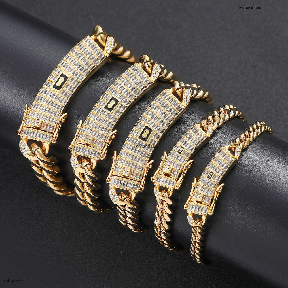 Titanium Sterling Silver Cuban Chain Long Clasp Simple 14k Gold Men's Hip Hop Necklace