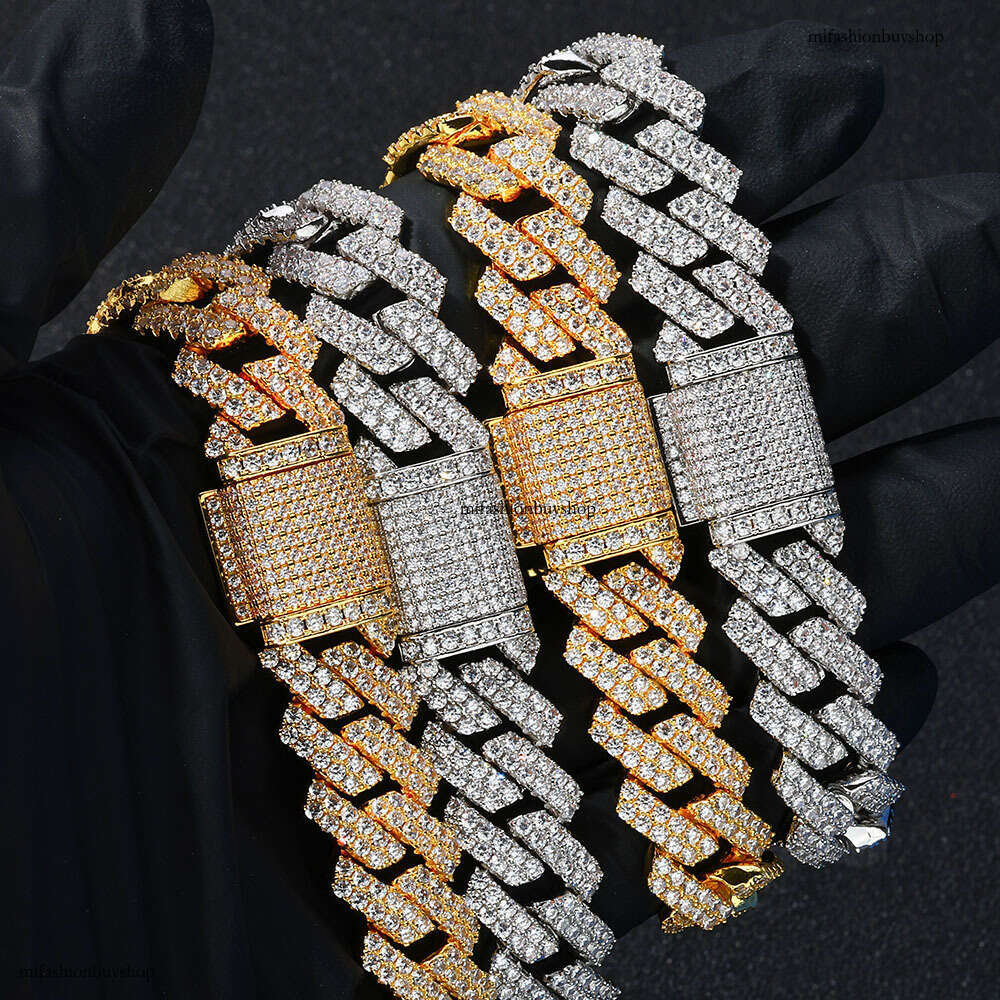 Hip Hop Trendy 14mm Dia Cuban Chain Micro Inlaid Zirconia Bar Men's Bracelet Hiphop