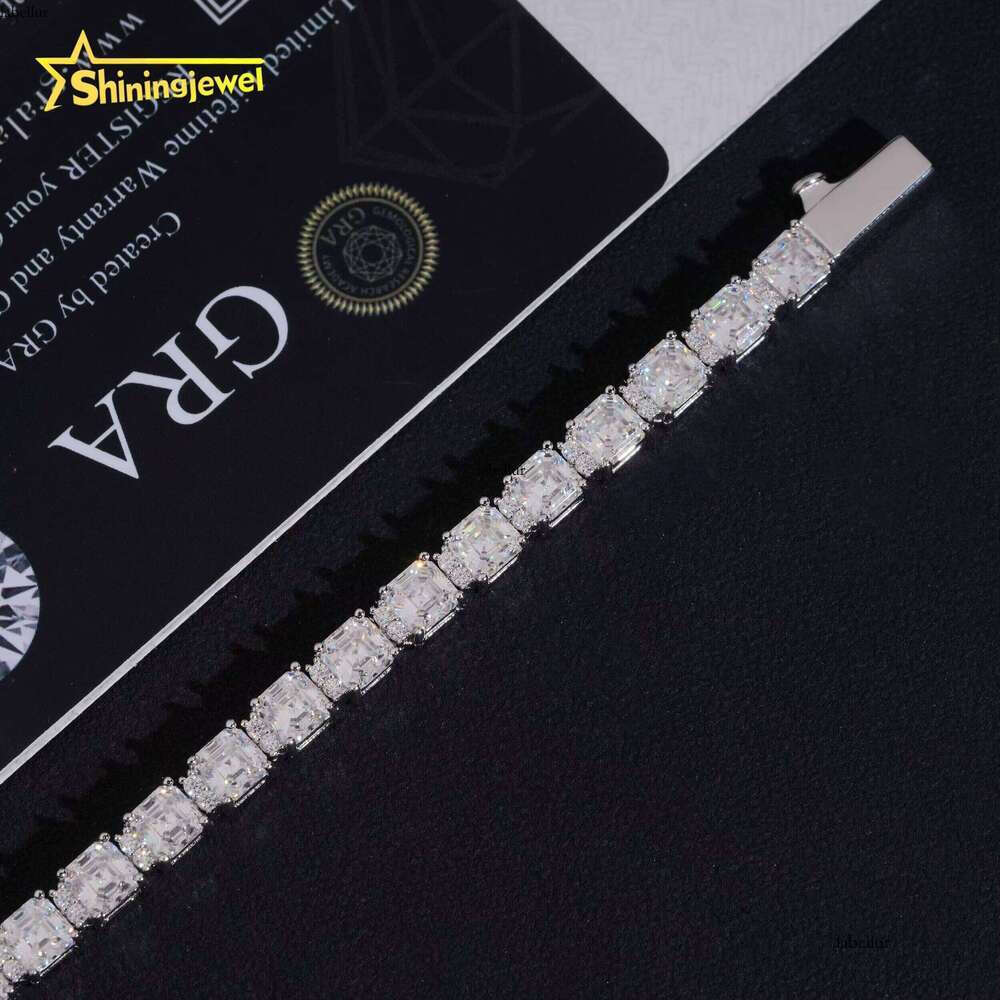New Design Sier VVS Tennis Women's Boutique Jewelry Asscher Cut Silicon Bracelet Tester Approved