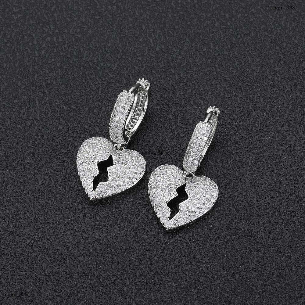 Heartbreak Hip Hop Full Zircon Personality Unisex Hiphop Stud Earrings