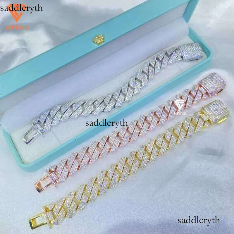 2024 New Design Fashion Jewelry Bracelets Bangles 20mm VVS Moissanite Bracelet S Iced Out Miami Cuban Link Chain f3