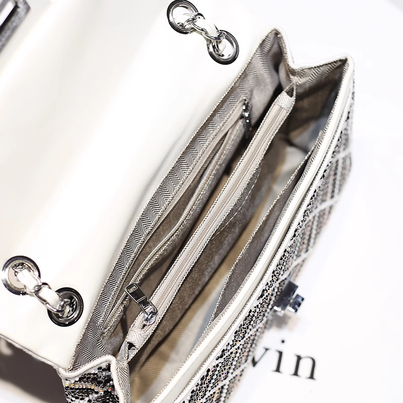 2025 New Women's Designer Handbag High End Style Diamond Bag One Shoulder Oblique Body Small Square Bag Inlaid With Diamond Women's Tiktok H