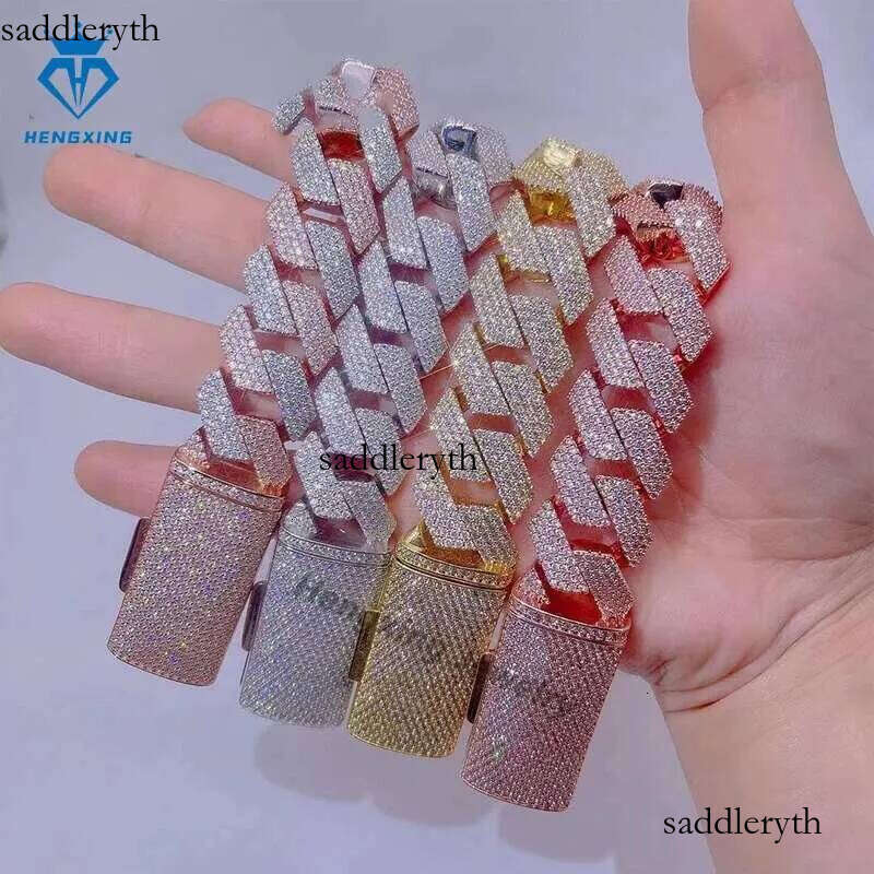 Hip Hop Fashion Jewelry 18mm Gold Plated Ice Out Miami Cuban Link Chain Necklace for Men and Women ca 10