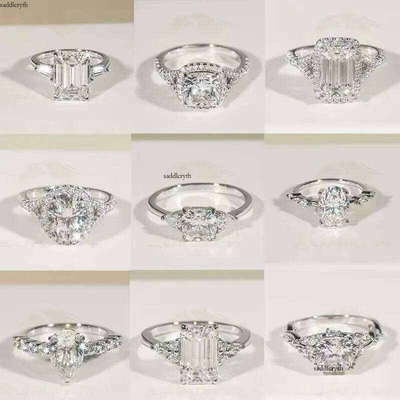 49 Styles Fancy Cut Hip Hop Jewelry Engagement Rings Sterling Sier Iced Out Moissanite Dia Ring 15 5a