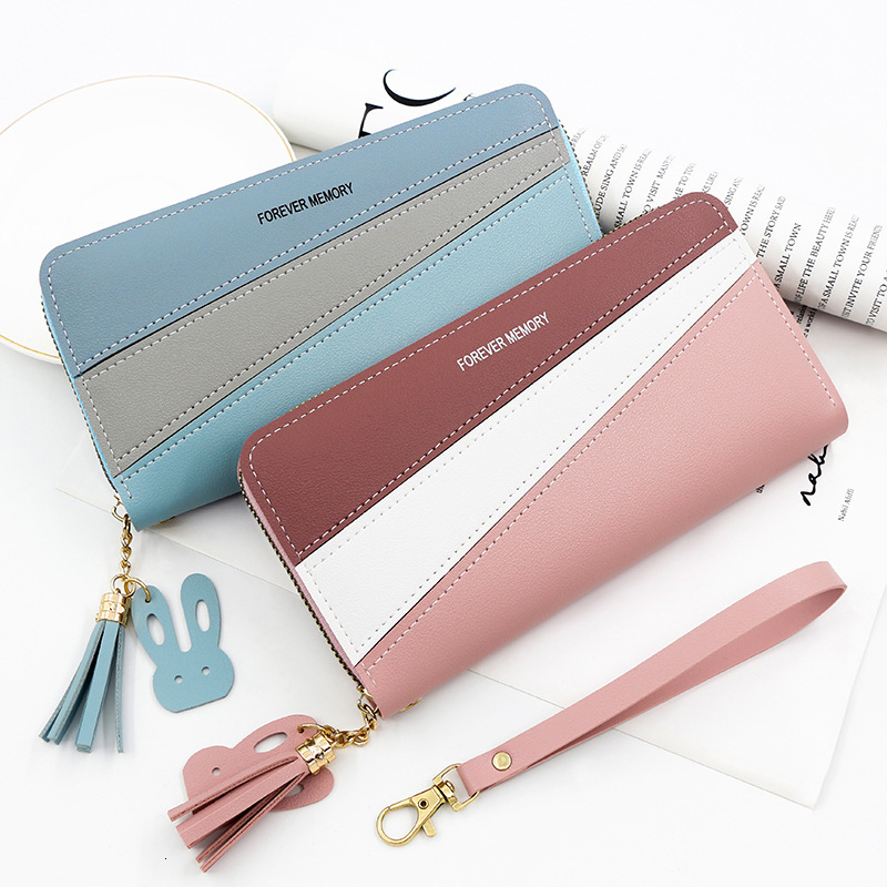 Cute Women's Long Wallet Zipper Purse Three-color Patchwork Fashion Coin Purse Card Luxury Bag Slot Handbag