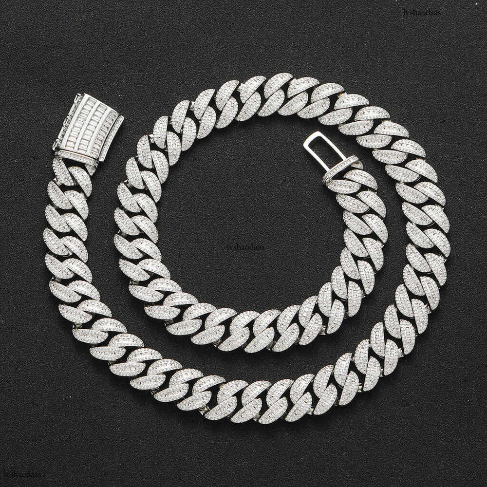 Hip Hop Necklace 15mm Mixed T-Cubic Moissanite chain Miami Cuban Trendy Fashion Men's Niche Clavicle Chain