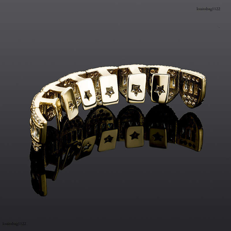 Hip Hop Eight Teeth T Square Zircon Christmas Costume Big Gold Funny Unisex Braces Accessories