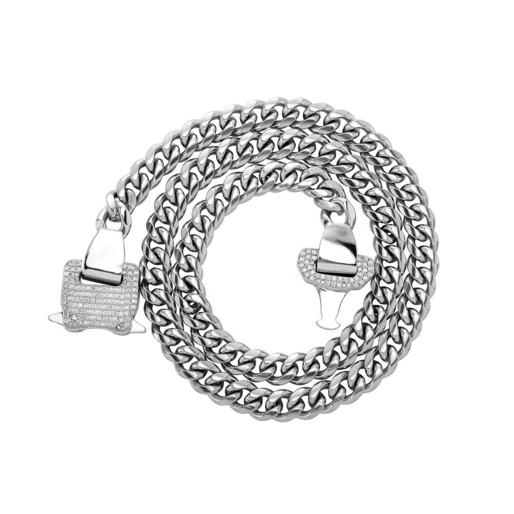 Functional Style 10MM Titanium Cuban Chain Hip-Hop Sterling Silver Trendy Necklace Unisex Simple Jewelry