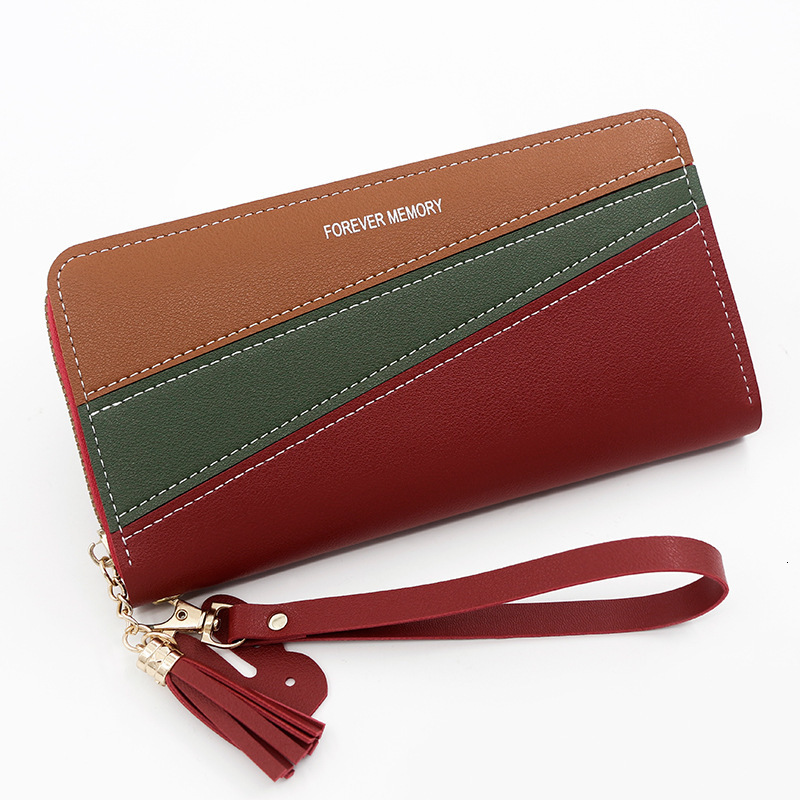 Cute Women's Long Wallet Zipper Purse Three-color Patchwork Fashion Coin Purse Card Luxury Bag Slot Handbag