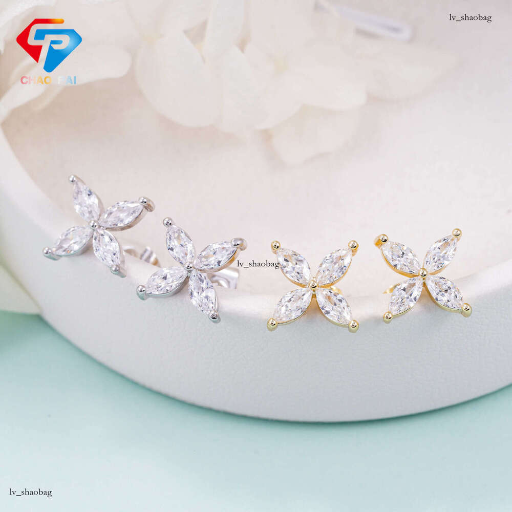 Creative Butterfly Sier Moissanite Men and Women Hip Hop Stud Earrings Personality Jewelry