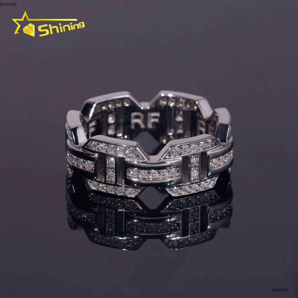 Hip Hop Jewelry Pure Silver Full Eternal VVS Inlaid Stone Iced Out Men's Ring