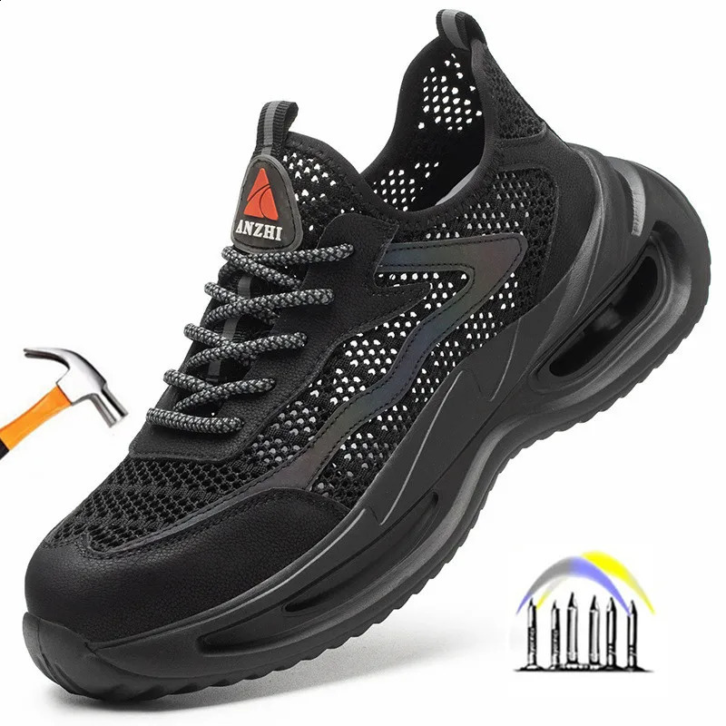summer breathable work shoes with iron toe anti puncture security shoes work sneakers for men anti-slip Lightweight safety shoes 250805