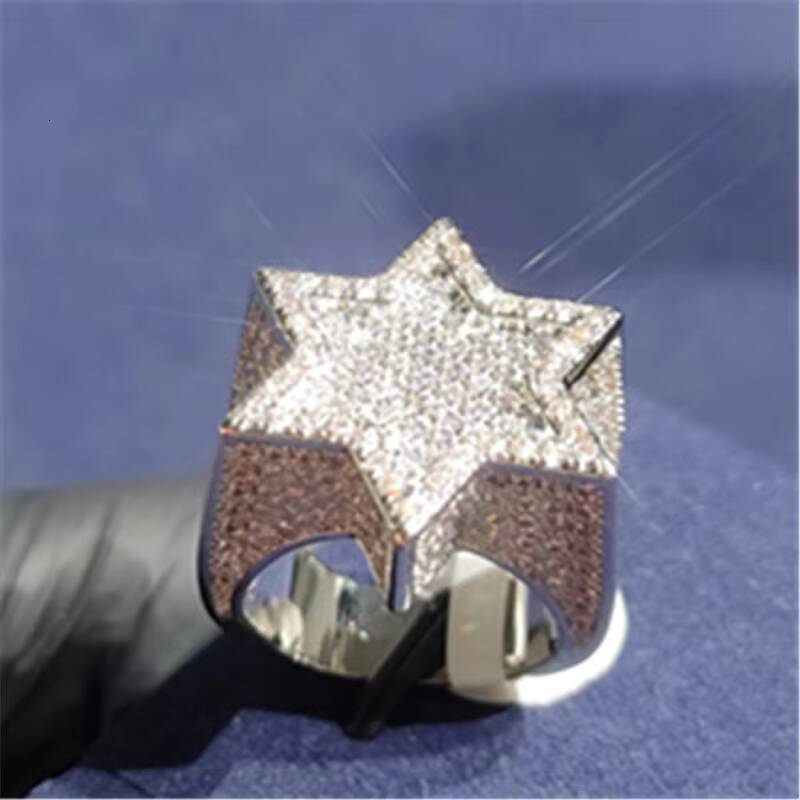 VVS Moissanite Diamond Rings Jewelry 925 Sterling Silver 18k Gold Plated Factory Jewelry Iced Out Man Rings