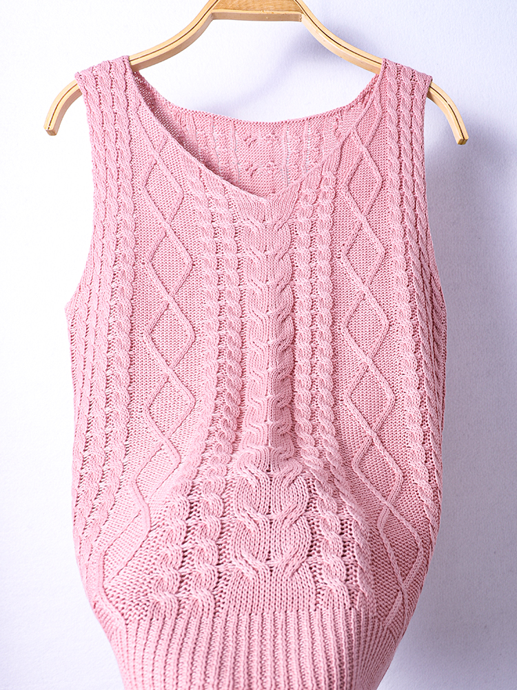 Designer Clothing Knitted Sweater Women's Argyle Pattern Vest