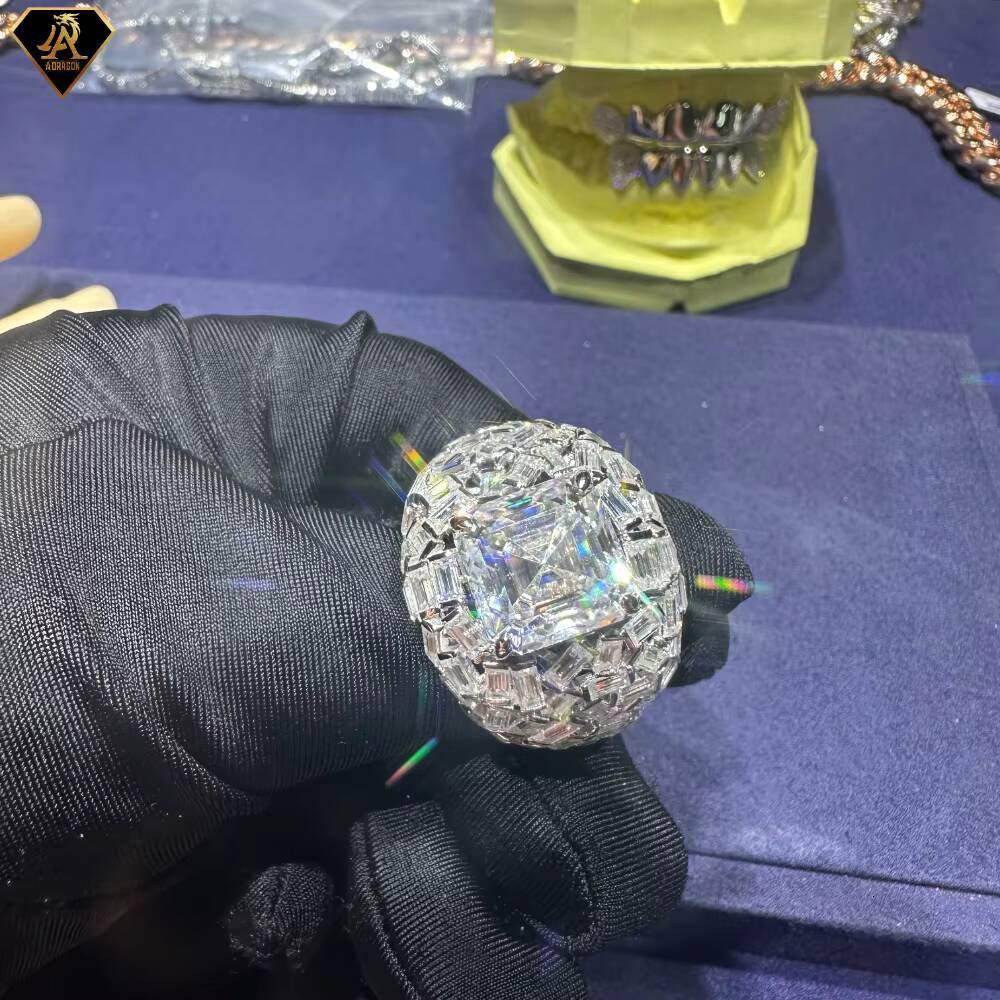 VVS Ice Out Moissanite Ring 925 Silver 18K Gold-Plated Hip-Hop Style GRA Certified