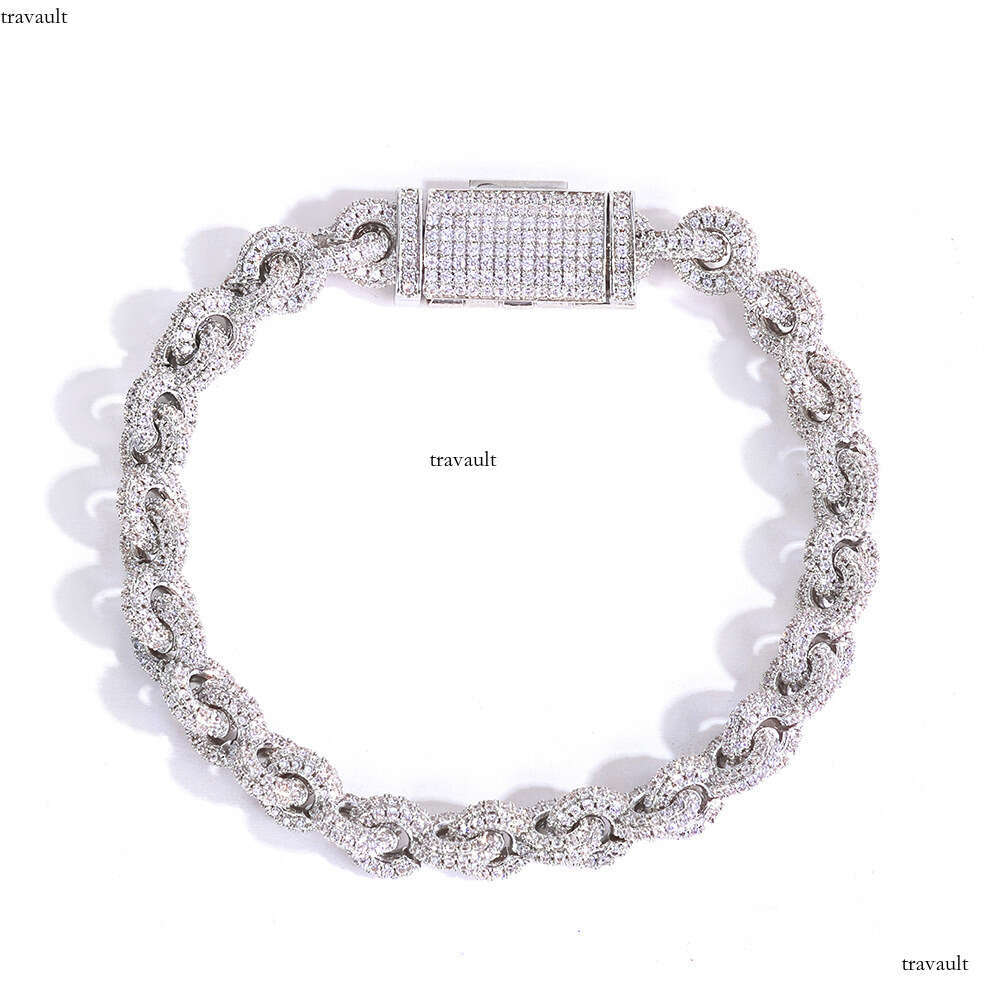 8mm 0-shaped Chain Full Dia Jewelry Fashion Trend Men's Zircon Bracelet Personality Versatile Accessory