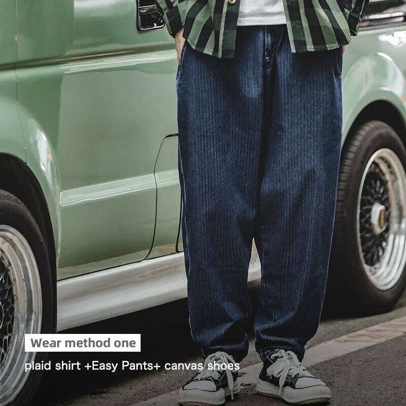 Maden Tapered Denim for Men Mid-waist Loose-fit Harem Pants Autumn Leisure Streetwear Blue Jeans YKK Metal Zippers