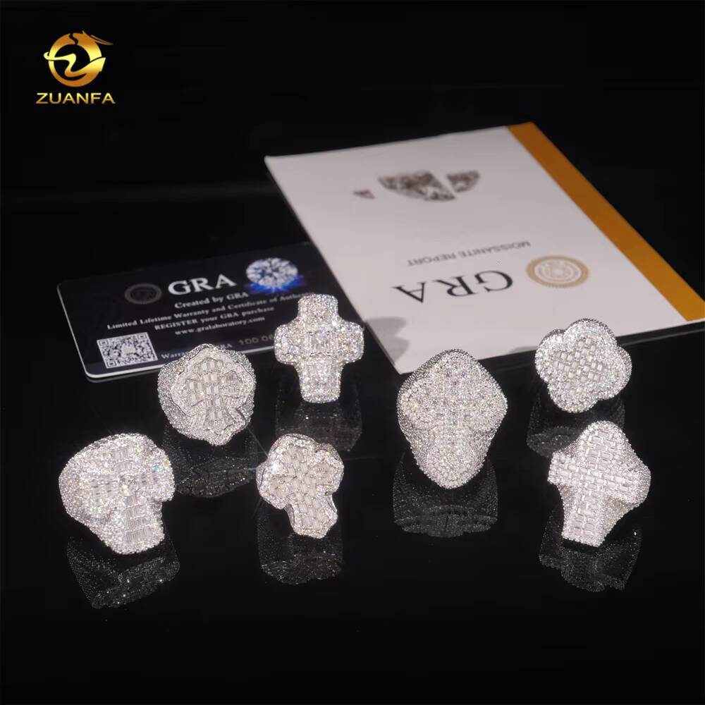 Hip Hop Style Hot Sale Vvs Moissanite Men Diamond Rings 925 Silver Ice Out Ring Cross Moissanite Hip Hop Ring Collection