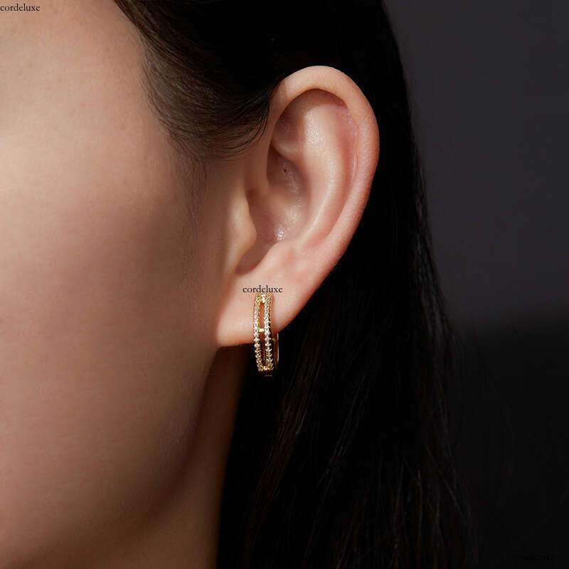 Hollow Double Layer Earrings for Women, Pure Sier, Niche Design, Exquisite Clips, Simple Ins Style, Elegant Ear Accessories