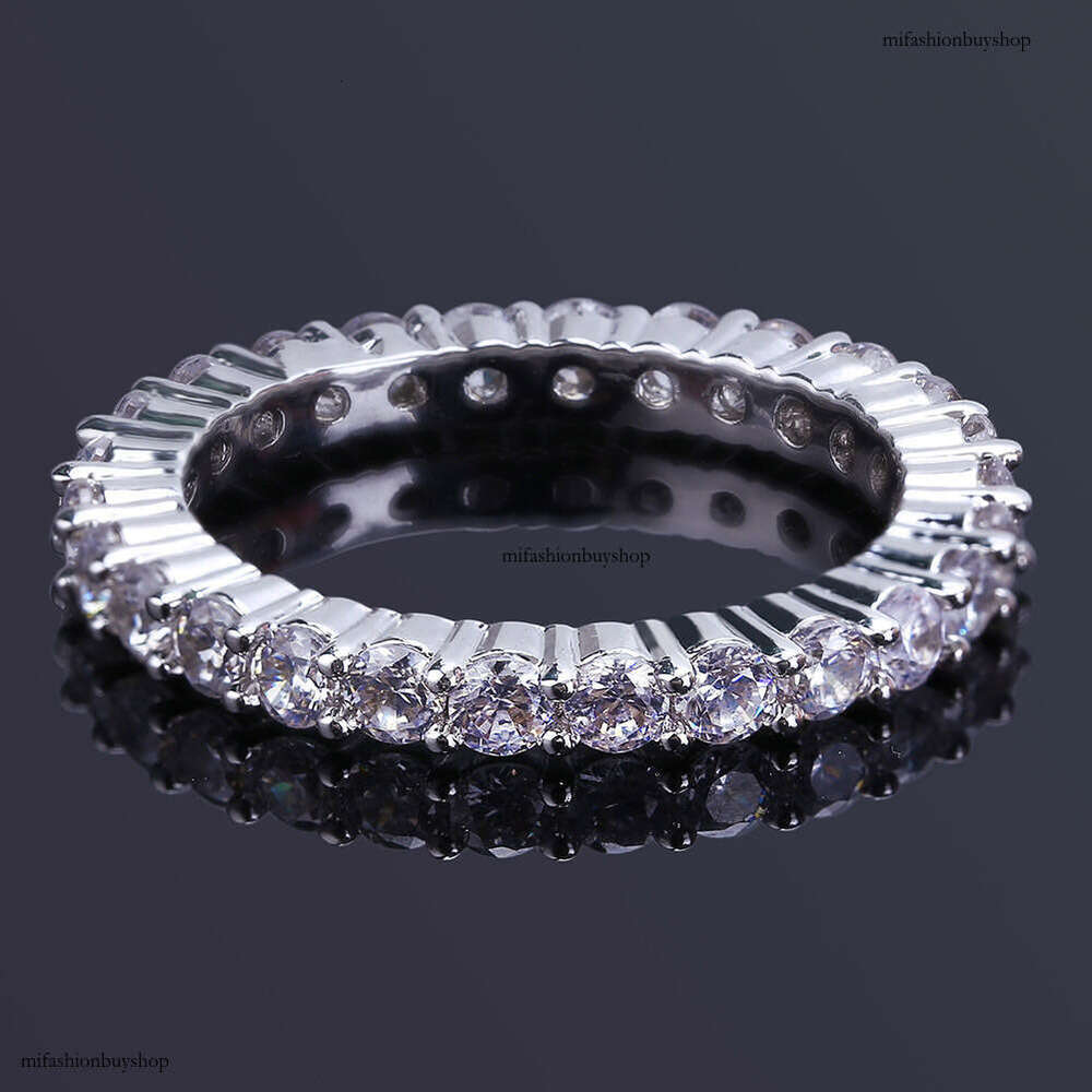 Fashion Single Row Full Diamond Zircon Personality Round Ring Gold Jewelry