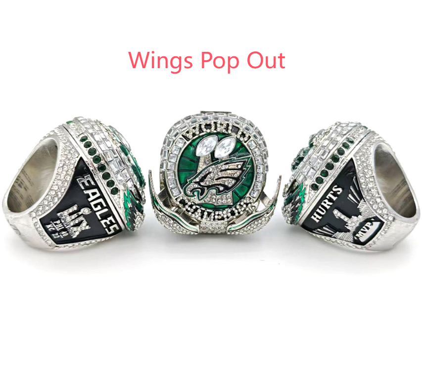 2024 2025 Super Bowl Eagles HURTS BARKLEY American Football Team Champions Championship Ring Wooden Display Box Souvenir Men Fan Gift Wholesale Wings Pop Out