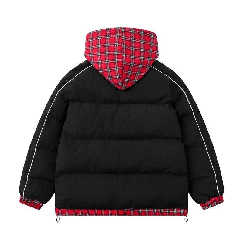 Men's Clothing Retro Two Piece Plaid Hooded Cotton Thick Warm Loose Coat